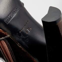 Marc Jacobs Metallic Bronze Patent Leather Ankle Length Boots Size 40.5