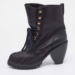 Marc Jacobs Black Leather Fur Lined Ankle Length Boots Size 41