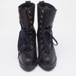 Marc Jacobs Black Leather Fur Lined Ankle Length Boots Size 41