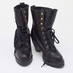 Marc Jacobs Black Leather Fur Lined Ankle Length Boots Size 41