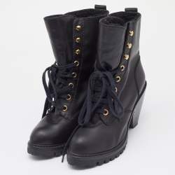 Marc Jacobs Black Leather Fur Lined Ankle Length Boots Size 41