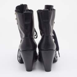 Marc Jacobs Black Leather Fur Lined Ankle Length Boots Size 41