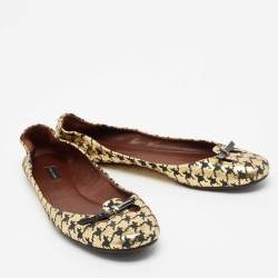 Marc Jacobs Gold/Black Houndstooth Print Suede Bow Ballet Flats Size 40
