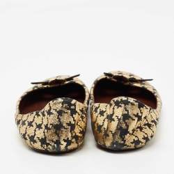 Marc Jacobs Gold/Black Houndstooth Print Suede Bow Ballet Flats Size 40