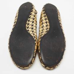 Marc Jacobs Gold/Black Houndstooth Print Suede Bow Ballet Flats Size 40