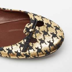 Marc Jacobs Gold/Black Houndstooth Print Suede Bow Ballet Flats Size 40