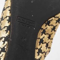 Marc Jacobs Gold/Black Houndstooth Print Suede Bow Ballet Flats Size 40