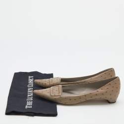 Marc Jacobs Taupe Ostrich Embossed Leather Ballet Flats Size 39