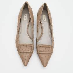 Marc Jacobs Taupe Ostrich Embossed Leather Ballet Flats Size 39