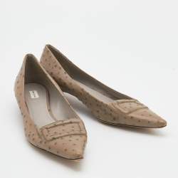 Marc Jacobs Taupe Ostrich Embossed Leather Ballet Flats Size 39