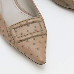 Marc Jacobs Taupe Ostrich Embossed Leather Ballet Flats Size 39
