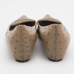 Marc Jacobs Taupe Ostrich Embossed Leather Ballet Flats Size 39