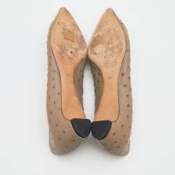 Marc Jacobs Taupe Ostrich Embossed Leather Ballet Flats Size 39