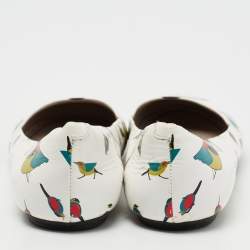 Marc by Marc Jacobs White Leather Bird Printed Round Toe Ballet Flats Size 37.5