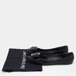 Marc Jacobs Black Snakeskin Embossed Leather Pointed Toe Ballet Flats Size 37