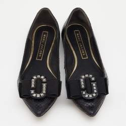 Marc Jacobs Black Snakeskin Embossed Leather Pointed Toe Ballet Flats Size 37