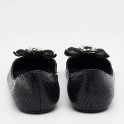 Marc Jacobs Black Snakeskin Embossed Leather Pointed Toe Ballet Flats Size 37