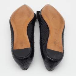 Marc Jacobs Black Snakeskin Embossed Leather Pointed Toe Ballet Flats Size 37