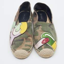 Marc Jacobs Multicolor Camouflage Print Fabric And Leather Patchwork Espadrille Flats Size 36