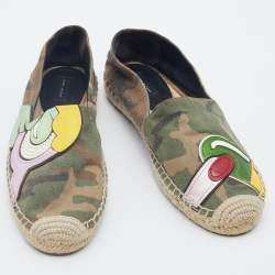 Marc Jacobs Multicolor Camouflage Print Fabric And Leather Patchwork Espadrille Flats Size 36