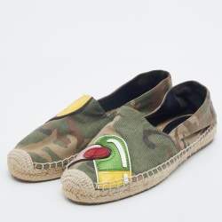 Marc Jacobs Multicolor Camouflage Print Fabric And Leather Patchwork Espadrille Flats Size 36