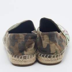 Marc Jacobs Multicolor Camouflage Print Fabric And Leather Patchwork Espadrille Flats Size 36
