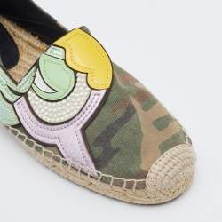 Marc Jacobs Multicolor Camouflage Print Fabric And Leather Patchwork Espadrille Flats Size 36