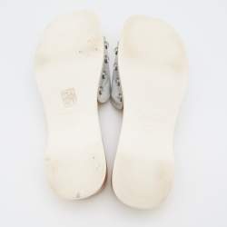 Marc Jacobs Silver Leather Anita Clog Slides Size 39