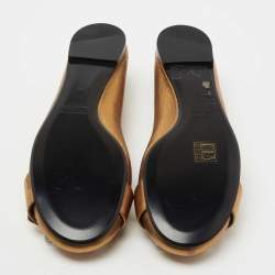 Pre Owned Marc Jacobs Metallic Leather Crystal Embellished Buckle Ballet Flats Size 39