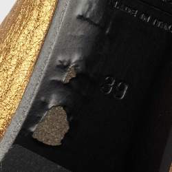 Pre Owned Marc Jacobs Metallic Leather Crystal Embellished Buckle Ballet Flats Size 39