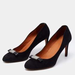 Pre Owned Marc by Marc Jacobs Black  Suede Bow Pumps Size 38