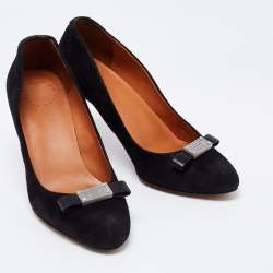 Pre Owned Marc by Marc Jacobs Black  Suede Bow Pumps Size 38