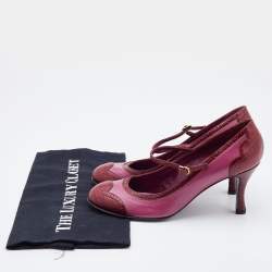 Marc Jacobs Pink/Red Croc Embossed and Leather Mary Jane Pumps Size 38
