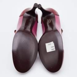 Marc Jacobs Pink/Red Croc Embossed and Leather Mary Jane Pumps Size 38