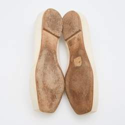 Marc Jacobs Off White Canvas Crystal Embellished Square Toe Ballet Flats Size 39