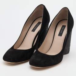 Marc Jacobs Black Suede Block Heel Pumps Size 38