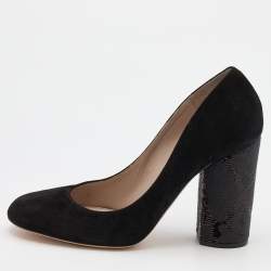 Marc Jacobs Black Suede Block Heel Pumps Size 38