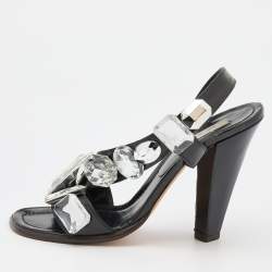 Pre Owned Marc Jacobs Black Leather Embellished D'orsay Sandals Size 39