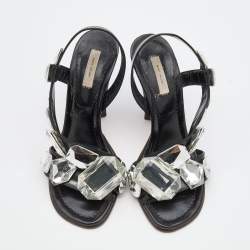 Pre Owned Marc Jacobs Black Leather Embellished D'orsay Sandals Size 39