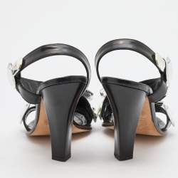 Pre Owned Marc Jacobs Black Leather Embellished D'orsay Sandals Size 39