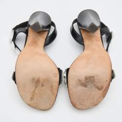 Pre Owned Marc Jacobs Black Leather Embellished D'orsay Sandals Size 39