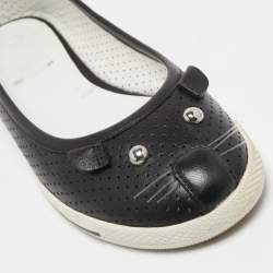 Marc Jacobs Black Perforated Leather Mouse Ballet Flats Size 37.5
