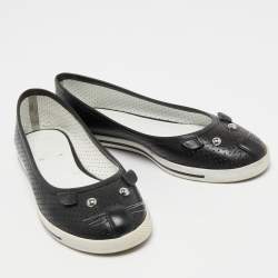 Marc Jacobs Black Perforated Leather Mouse Ballet Flats Size 37.5