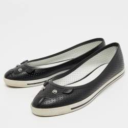 Marc Jacobs Black Perforated Leather Mouse Ballet Flats Size 37.5