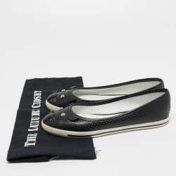 Marc Jacobs Black Perforated Leather Mouse Ballet Flats Size 37.5