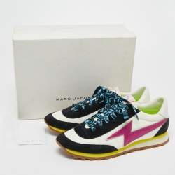 Marc Jacobs Multicolor Fabric And Suede Lightning Bolt Platform Sneakers Size 40