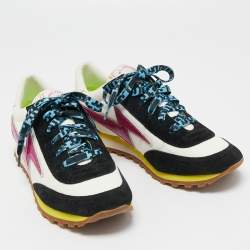Marc Jacobs Multicolor Fabric And Suede Lightning Bolt Platform Sneakers Size 40