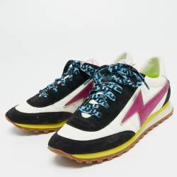 Marc Jacobs Multicolor Fabric And Suede Lightning Bolt Platform Sneakers Size 40