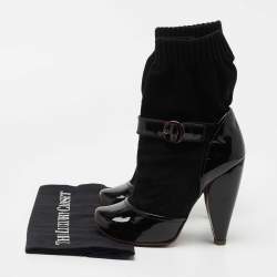 Marc Jacobs Black Fabric and Patent Sock Ankle Boots Size 37