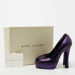 Marc Jacobs Purple Python Leather Peep Toe Pumps Size 38